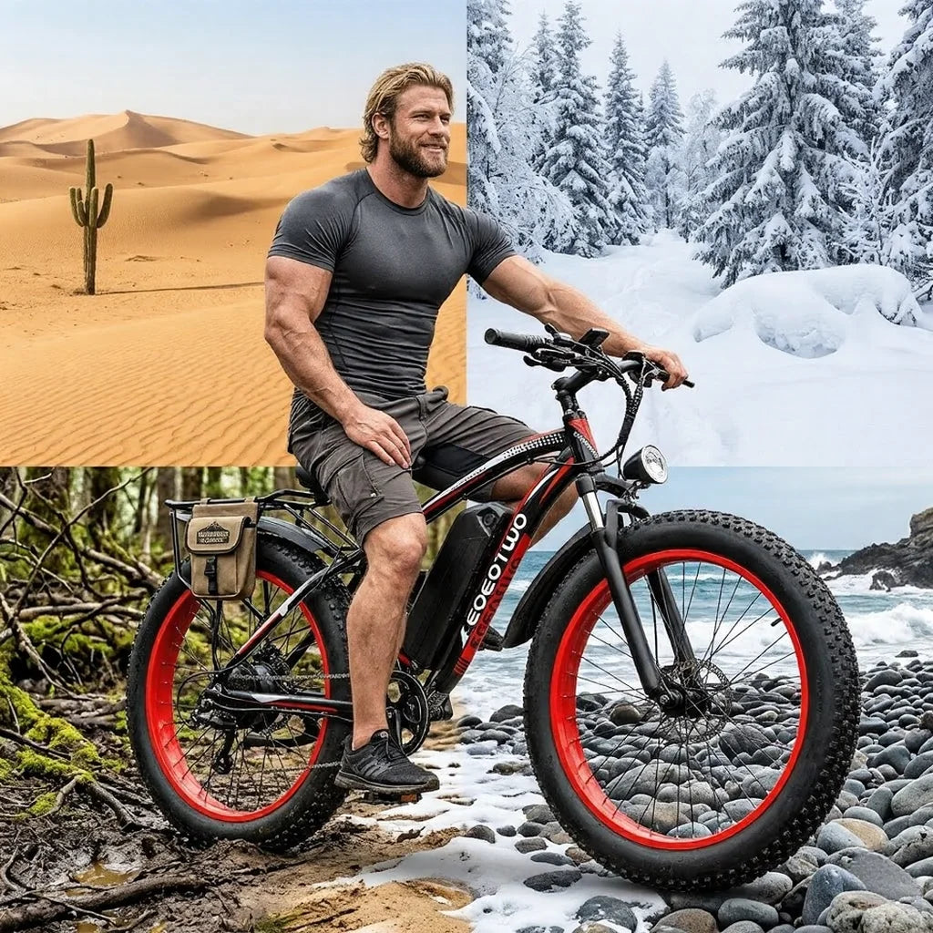 1500W Electric Bike 48V 15Ah Battery 26" 4.0 Fat Tire Ebike 34MPH High Speed Mountain Bicycle Off-Road Snow Bike for Adults