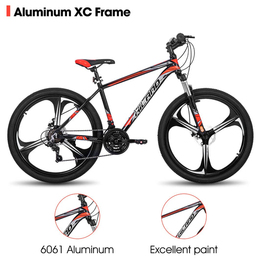 Hiland Mountain Bike,Shimano 21 Speeds Drivetrain,Aluminum Frame 26 Inch Wheels, with Disc-Brake for Men Women Men's MTB Bicycle