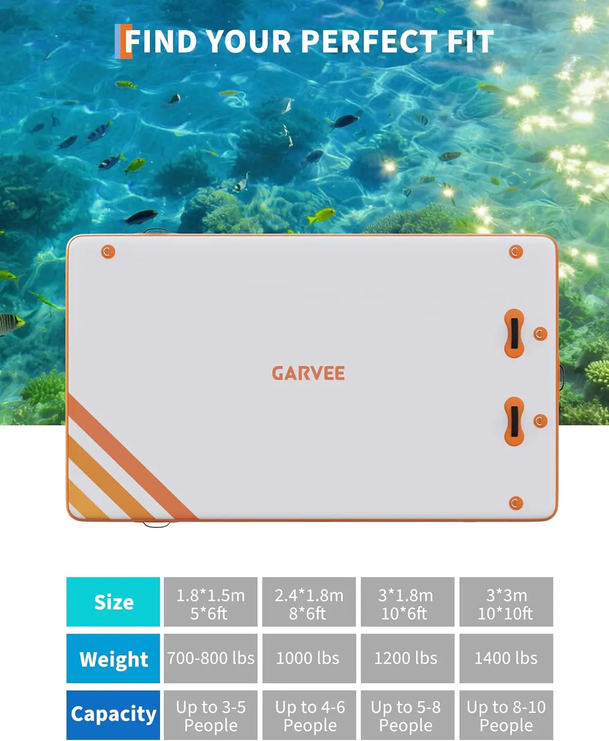 10ft 8ft 6ft Inflatable Floating Dock Water Platform, Floating Island Raft with Non-Slip Surface Swimming Water Platform
