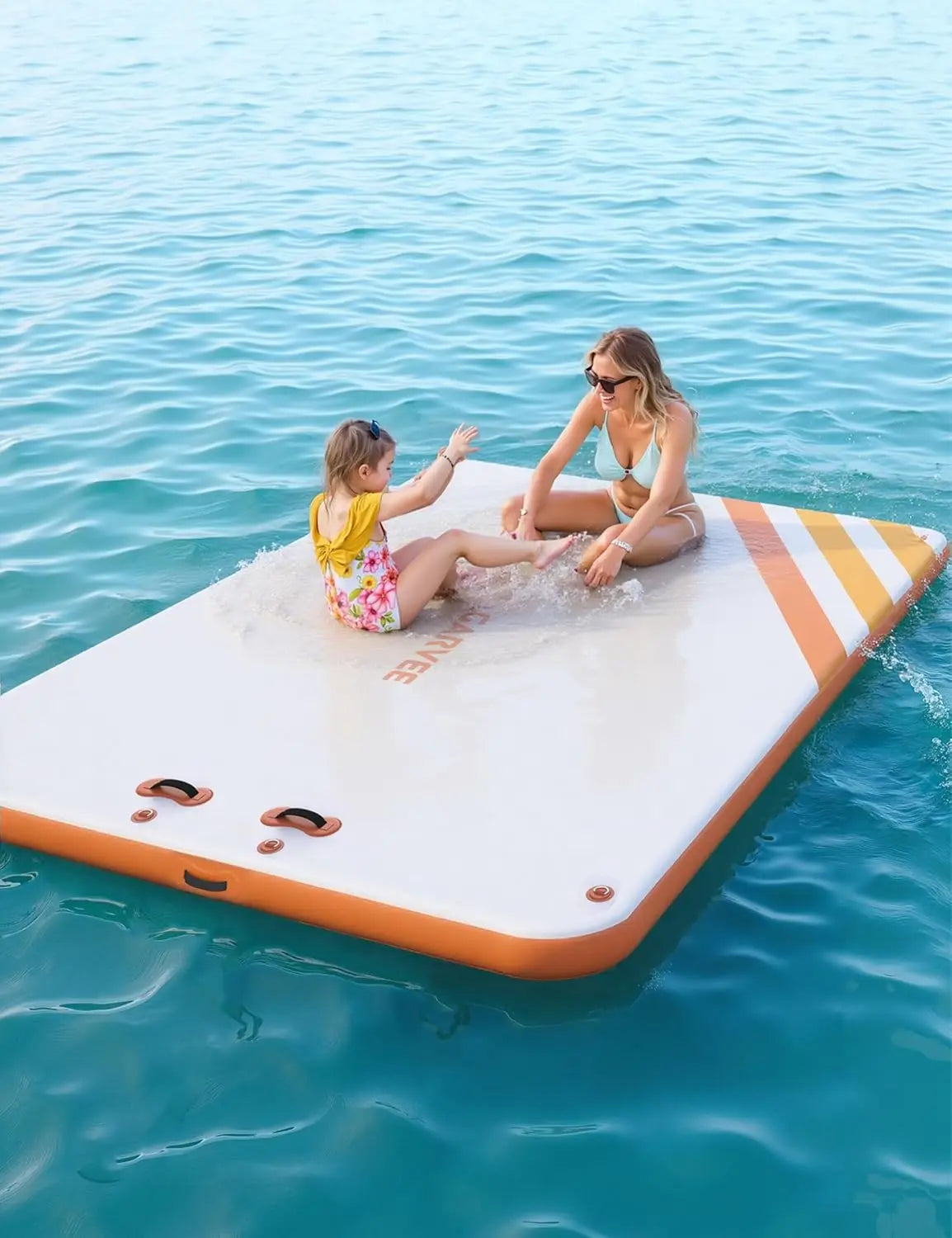 10ft 8ft 6ft Inflatable Floating Dock Water Platform, Floating Island Raft with Non-Slip Surface Swimming Water Platform