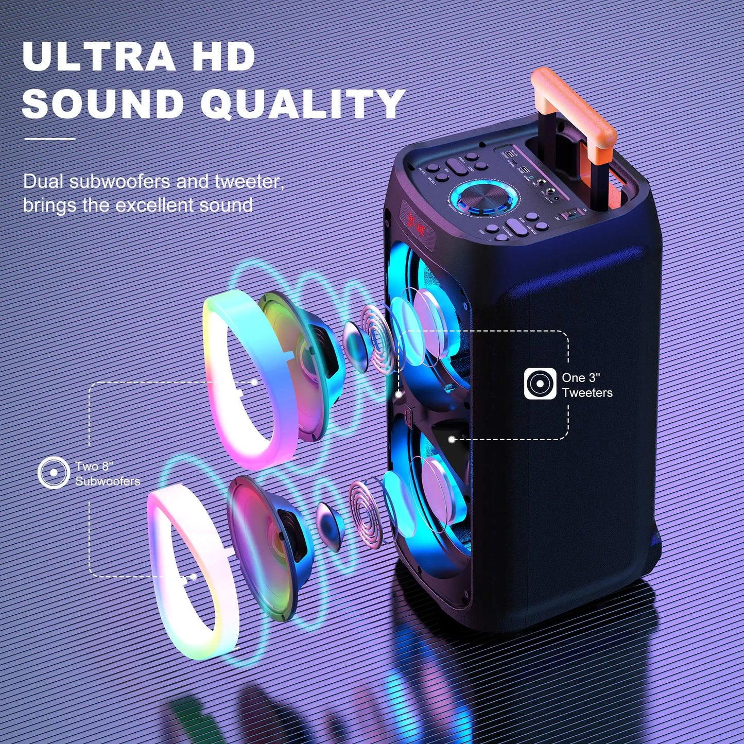 T9Karaoke Machine with 2 Wireless Microphones,Portable Bluetooth Speaker for Adults & Kids,Big Party PA System with Disco Lights