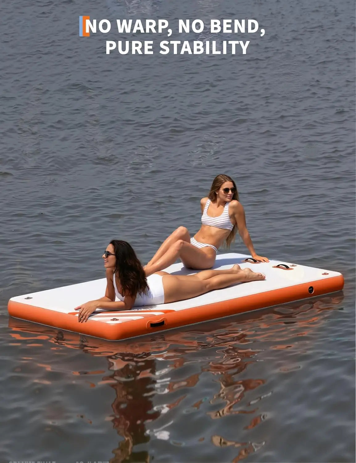 10ft 8ft 6ft Inflatable Floating Dock Water Platform, Floating Island Raft with Non-Slip Surface Swimming Water Platform